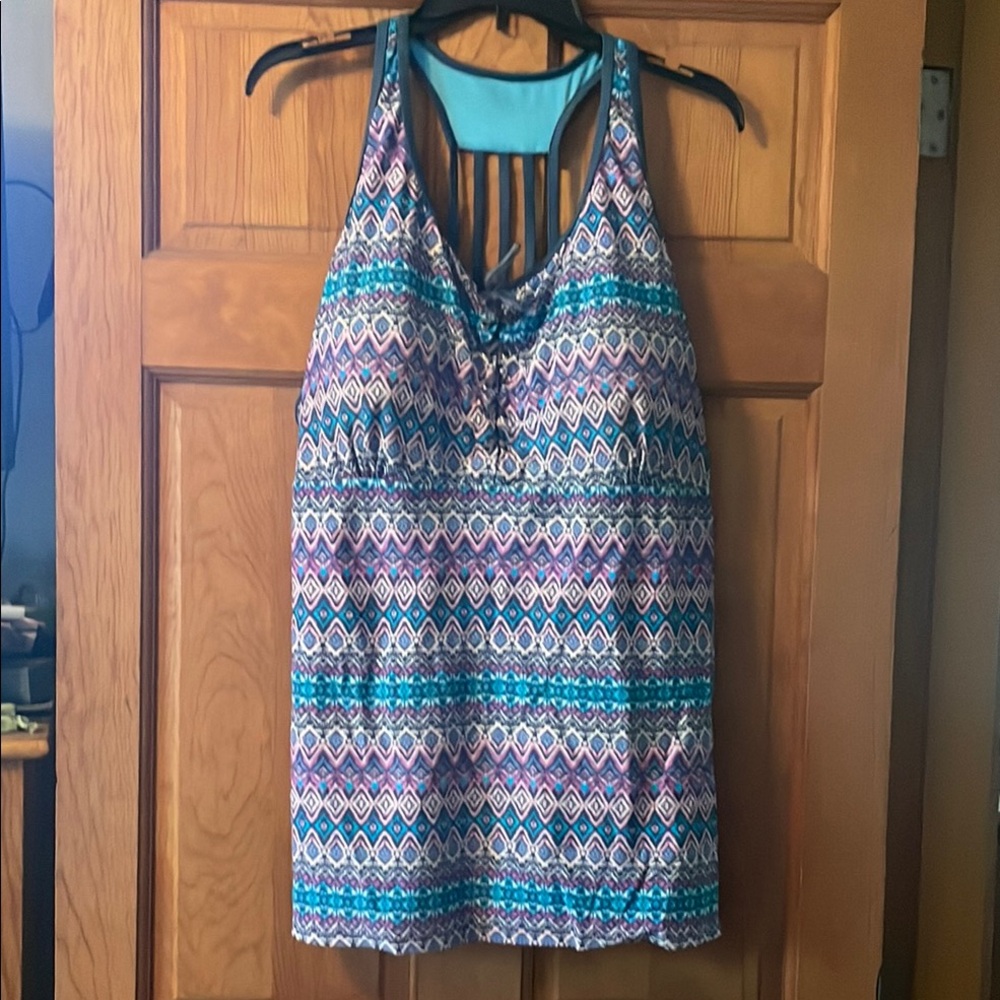 Free Country Blue and Pink Sleeveless Backless Tank Top Swimwear